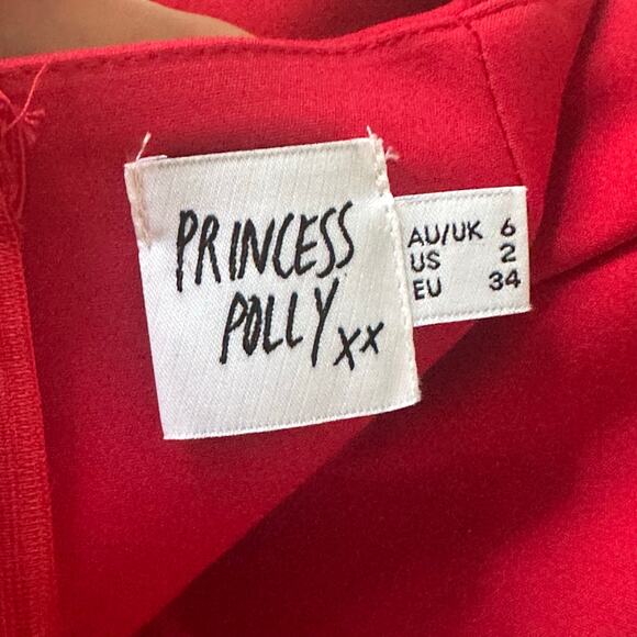 Like New Princess Polly Red Spaghetti Strap Dress Size 2 Homecoming - Picture 8 of 8